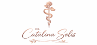 Logo der Ärztin Dr. Catalina Solis mit stilisiertem medizinischem Symbol in Roségold